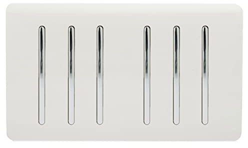 Trendi Artistic Modern Glossy 6-Gang 2-Wege-Wippschalter, doppelte Platte, taktiler Lichtschalter, Weiß