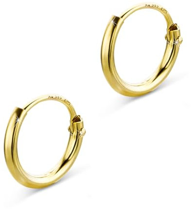 OROVI Ohrringe Gold- 14 karat (585) Gelbgold – Goldene Creolen Damen, Creolen Gold 9 mm, Hypoallergene goldene Ohrringe, Schmuck Damen, Goldschmuck- inkl. edler Schmuckbox