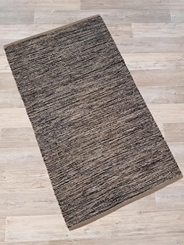 Kottig Fleckerlteppich Handweb Fleckerl Teppich Flickenteppich Mallorca 70x130 cm schwarz