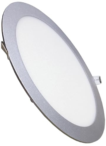 LED ATOMANT Panel LED Redondo 24W plano, Corte 280mm, Marco plata, Color Blanco Neutro (4500K), 2200 Lumenes, Driver incluido