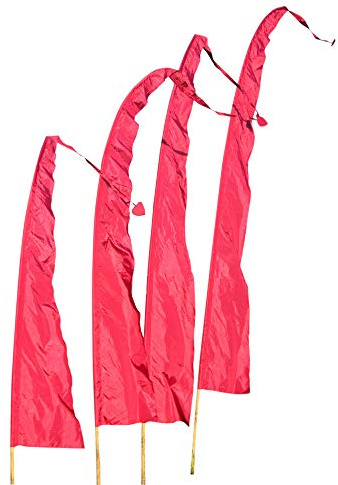 Originnal Balifahne Dunkelrot| 5m | Umbul Fahne ohne Stange | Edle Satin Gartenfahne für Garten & Terrasse | Geschenkidee für Asien-Fans, Yoga & Hochzeit | Original Bali Deko