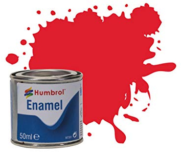 Humbrol Model Paint - AQ0019 No 19 Bright Red - Gloss Tinlet No 2 (50ml), Enamel Paints for Models, Plastic, Metal, Wood, Glass, Ceramics and More, Enamel Touch Up Paint - Hobby Paint for Craft Kits