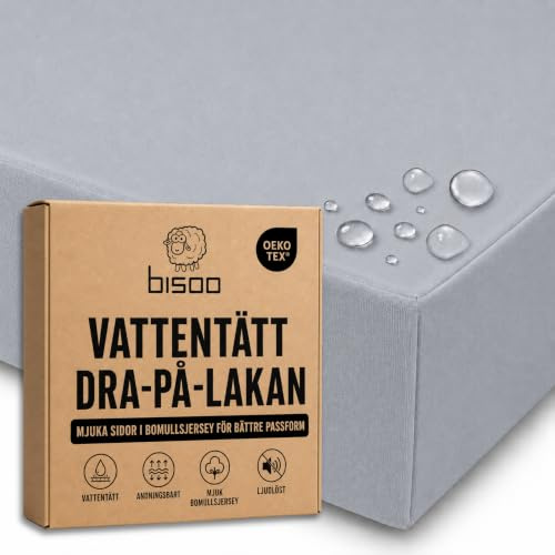 Bisoo Zauberlaken Spannbettlaken Wasserdicht 50x83 Grau für Beistellbett | Laken und Matratzenschoner in einem Stück, Ersparnis, Wasserdicht, Atmungsaktiv, Geräuschlos, Baumwoll-Jersey Oeko-Tex