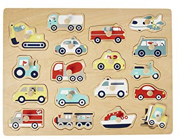 VERTBAUDET Baby Auto-Steckpuzzle, Holz FSC Mehrfarbig ONE Size