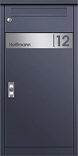 Frabox Post- und Paketkasten VORLEY anthrazitgrau RAL 7016 mit Hausnummer & Namen