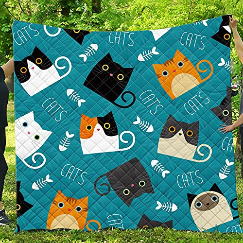 Meiju-shop Mateju Copriletto Trapuntato Singolo in Microfibra, Bed Linen Matrimoniale Primaverile Estivo,Coperta 3D Stampato Lenzuolo Copriletto Singolo Leggero (Gatto2,96x114cm)