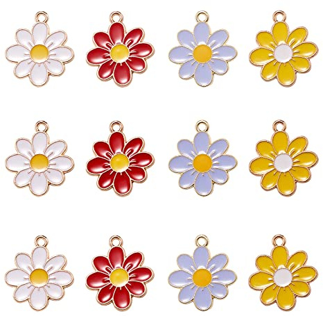 Ipotkitt 80 ciondoli smaltati a forma di fiore margherita e crisantemo per la creazione di braccialetti in massa
