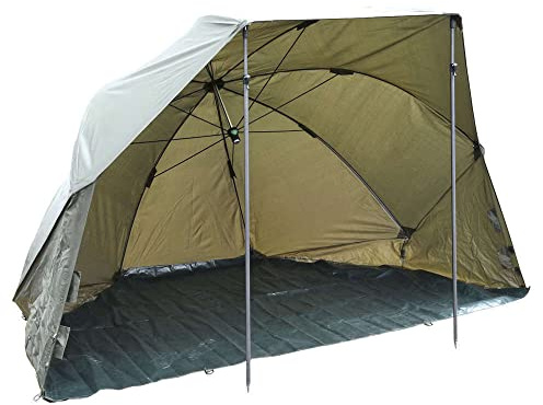 Carp Zoom Expedition Brolly, Karpfenangler Wetterschutz 2,40m x 1,50m x 1,40m (LxBxH), schnellaufbau 1 Mann Zelt wasserdicht, PU beschichtet 5000 Wassersäule