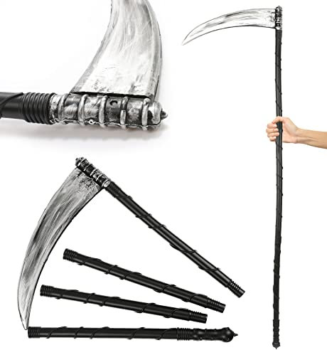 Halloween Scythe Fancy Dress - Pack of 1 - Deluxe Grim Reaper Costume Accessory - Adults 53/154cm Scream Prop Halloween Fancy Dress Accessory