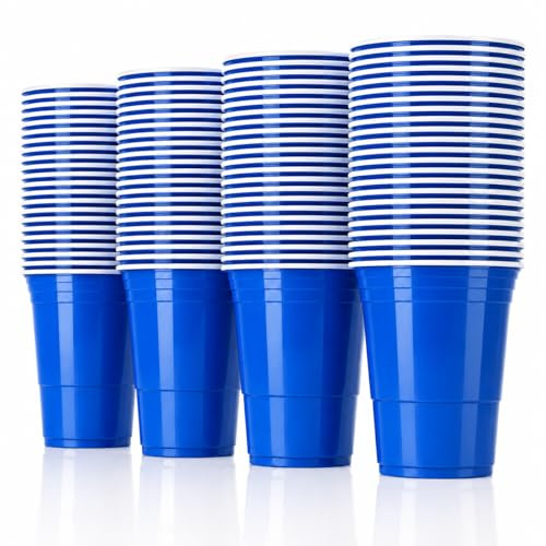 Vitavalley Party Cups Blau 50 Stück 473 ml / 16 oz – stabile Plastikbecher Partybecher Getränkebecher für Beer Pong, Geburtstag, Hochzeit, Festival, BBQ, Camping & Party
