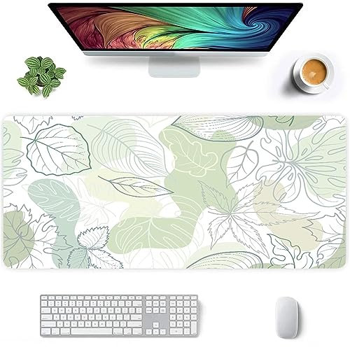 Mauspads Tropische Grüne Blätter Gaming Mauspad XXL 800x400x4mm Mousepad Großes Tischunterlage Computer Zubehör rutschfest Schreibtischunterlage Waschbar Widerstandsfähig für Büro Laptop Tisch