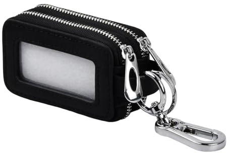 HoaaiGo Portachiavi per Auto, Custodia in Vera Pelle per Chiavi Auto, Custodia per chiavi dell'auto, con Doppia Cerniera Auto Chiave Portafoglio Portatile Portachiavi (Nero)