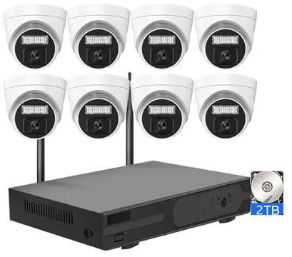 XNASU 8CH Wireless WiFi Security Camera System with 8 Cameras and 2TB Hard Drive, 5MP Full HD CCTV Surveillance Camera System with Two-Way Audio, Human Detection