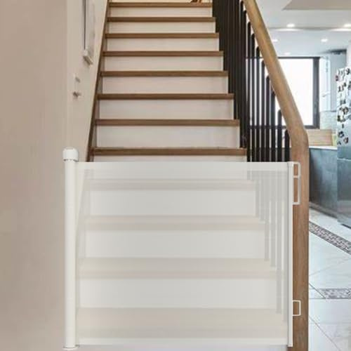 VickyHome Extendable Cat/Puppy/Baby Gate - Retractable, Wider Safety Gate for Stairs and Doors, 130cm W, 88.9cm H, White