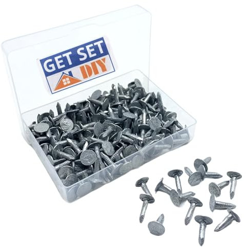 Chiodi zincati da 13 mm (circa 185 pezzi, confezione da 200 g) per tetti di capannoni, chiodi in feltro resistenti per fissare il feltro del tetto del capanno in una pratica custodia di plastica