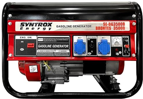 Syntrox Energy 2,2 KW Benzin Notstrom Aggregat Generator Stromerzeuger Badus, 3000 Watt, Leistungsstark, Geräuscharm, Robust, Portable Stromquelle, Energiebedarf