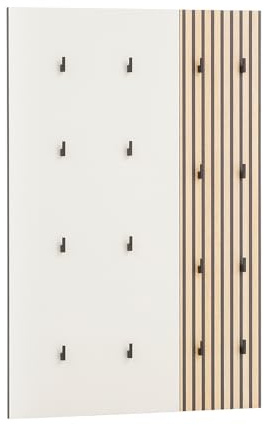 Lomadox Garderobenpaneel Flur Garderobe Hakenpaneel Wandpaneel 8 Kleiderhaken Kleiderständer modern in beige mit Eiche Natur