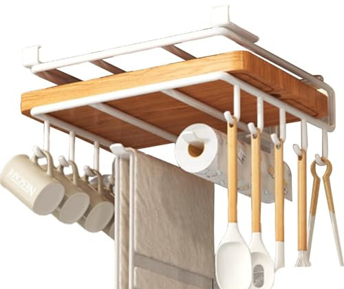 Misaakoeq Tassenhaken unter dem Schrank, Mehrzweck-Küchenhandtuchhalter, Edelstahl, größere Kapazität, dicker Utensilienaufhänger für Handtuch, Wohnzimmer, Tassen