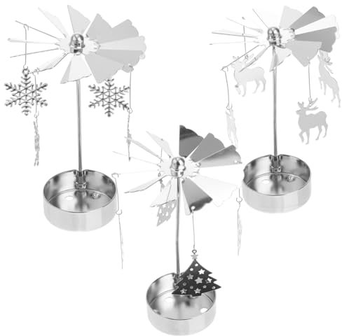 WATIIFUFU Einzigartiger Kerzenhalter Aus Metall in Schneeflockenform Drehbarer Teelichtständer 3er-Pack Heimdekoration Für Hochzeiten Weihnachtsfeiern