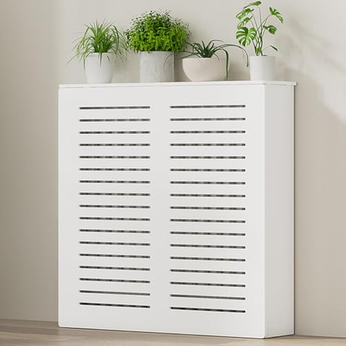 Heizkörperverkleidung,Heizkörperabdeckung Weiß,Verkleidung Heizkörper,Heizungsverkleidung,Heizkörper Verkleidung Mit Horizontalen Latten,Staubdicht,Für Wohnzimmer/Schlafzimmer/Küche(80x80x20cm/31x31x8