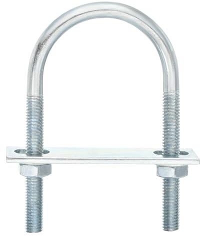 QUARKZMAN Runde U-Bolzen Bügelschraube, 6 Satz 50mm ID x 100mm Länge U Winkel M8 verzinkter Kohlenstoffstahl U-Klammerbolzen mit Muttern und Platten, für Autos Reparatur Bootstrailer
