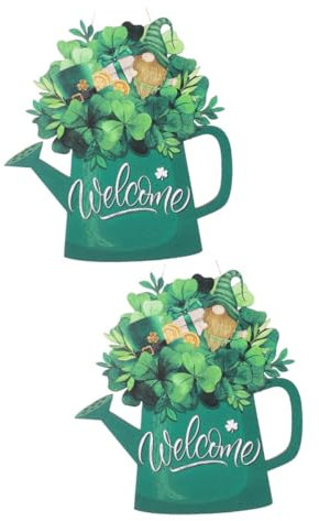 IMIKEYA 2st Saint Patrick's Day Türhänger Nummer Kleeblatt St. Patrick's Day Türhänger Türschild Türanhänger Willkommensschild Patrick Türhänger Themenparty Türhänger Partyzubehör Hölzern