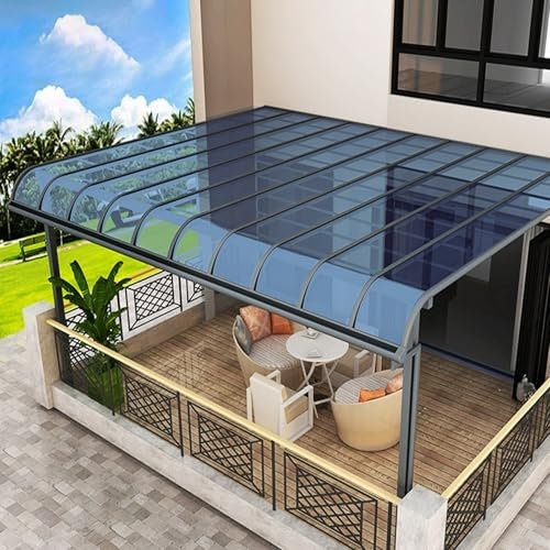 DSEWTEZXI Transparent Polycarbonate Roofing Sheet, Outdoor Patio Greenhouse Panels, UV Rain Protection Rain Pergola Roof Panels, For Patios, Partitions, Etc, Roof(Blue,122x 900cm)