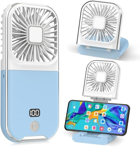 Dealswin Handventilator Mini Ventilator 4 Regler USB Ventilator Klein Aufladbar Portable Hand Kleiner Ventilatoren Taschenventilator 3000mAh Akku Handheld Fan für Büro Zuhause Outdoor (Blau)