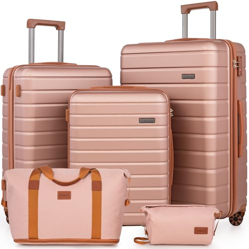 Cosbarn Luggage Sets 5 Piece, Hardshell Suitcases with Wheels, TSA Lock