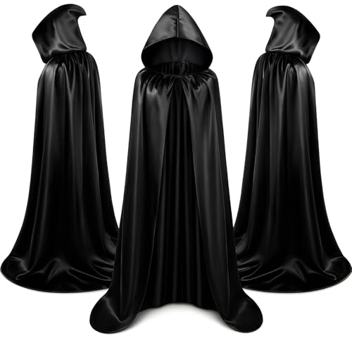 Scinzene Schwarzer Umhang Mit Kapuze, Umhang Schwarz 175cm, Vampir Umhang, Für Halloween Kostüm Damen, Vampir Kostüm Damen, Hexenkostüm Damen