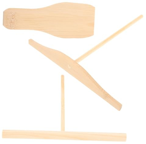 INOOMP Crêpe Streicher Und Spatel Aus Holz Pfannkuchen Backset Für Gleichmäßiges Verteilen Glatte Holzoberfläche Küchenutensil Für Frühstück Und Snack