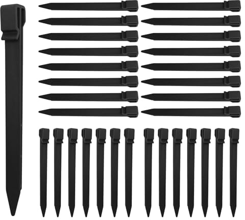 22 piquets en plastique pour clôture de jardin, 24,9 cm, piquets de bordure de paysage, piquets de tente, pointes pour camping, bordures extérieures et planches de terrasse et gazon de jardin, piquets