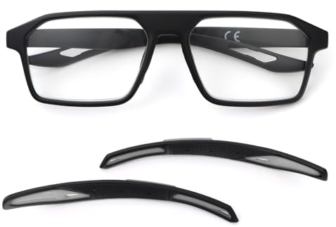 KoKoBin Occhiali da lettura regolabili per uomo e donna, alla moda e sportivi Anti-luce blu Occhiali (Nero grigio, 1.5, x)