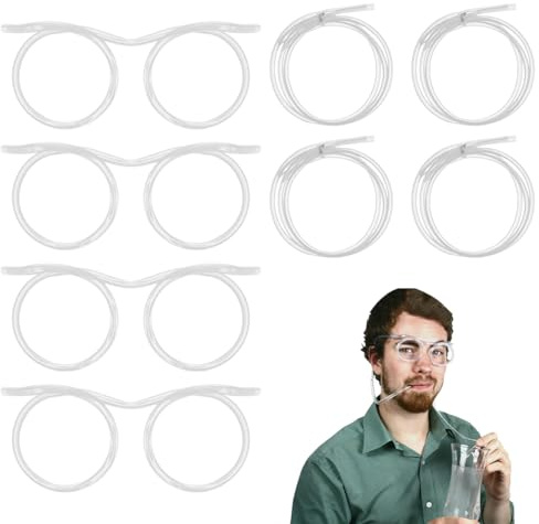 8 Stück Neuheit Brille Strohhalm Strohhalm Brille Wiederverwendbare Strohhalm Brille Crazy Fun Loop Strohhalme Flexible Mehrfarbige Strohhalme Für Geburtstagsfeiern Partyspiel Transparent
