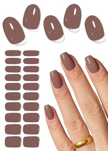 Unghie Gel Adesive UV,20 PCS Marrone Gelatinoso,Puro Pellicola per Unghie Autoadesiva