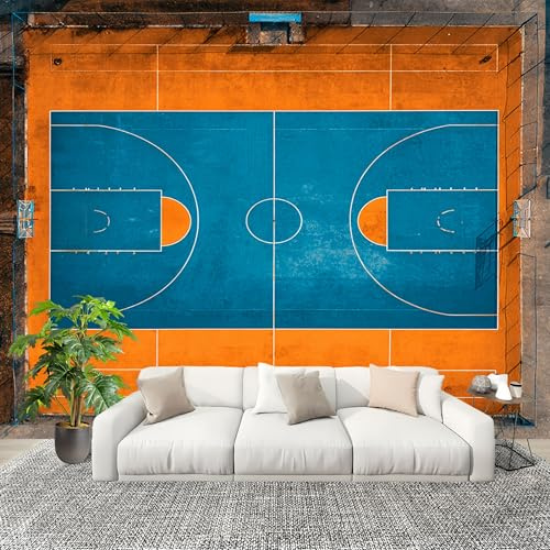 Dormitorio Papel Pintado Mapa Del Campo de FúTbol Deportivo Pared Panorámico 250x175 cm Azul Fotomurales No Tejido, Póster Gigante de Pared Personalizado 3D Para Salón Fotomurales