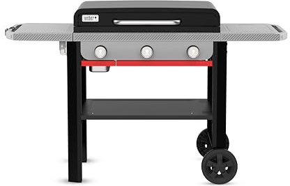 Weber Slate GP 71 cm Premium Griddle with Stand & Wheels | Gas BBQ Plancha, 3 Burners, Porcelain-Enamelled Cast Iron Cooktop, Edge-to-Edge Multi-Zone Heating, 3252cm² Cooking Surface