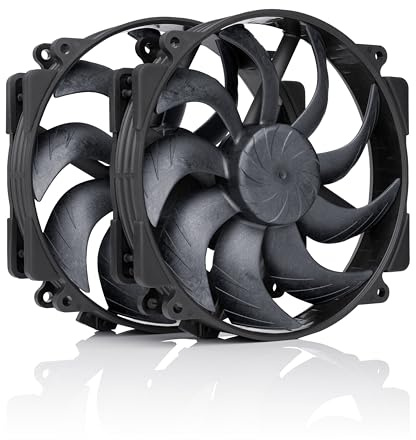 Noctua NF-A14x25r G2 PWM Sx2-PP chromax.black, Set de Dos Ventiladores Silenciosos para PC, de 140 mm, Funcionamiento de Entrada/Salida (Negro)