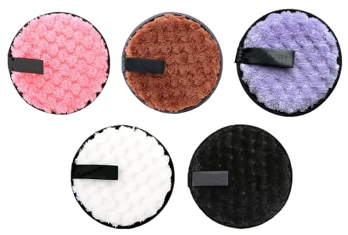 Disque Démaquillant Réutilisable, 5 Pcs Coton Démaquillant Lavable, Eponge Demaquillante Doux Microfibre Visage Démaquillant pour Nettoyage du Visage, Soins de la Peau
