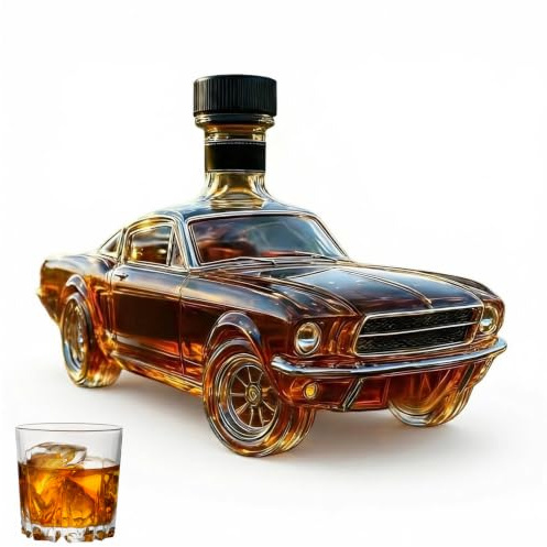 Hemoravoma Vintage Racing Car Crystal Glass Whiskey Decanter | 400ml, Classic Sports Car Design with Stopper for Home Bar, Office Decor