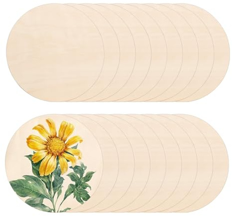18 Stück Holzscheibe, 20 cm Runde Holzscheiben Deko Zum Basteln Holzplatte Rund aus Naturholz 2.5 mm Dicke Durchmesser für Holzschnitz Malerei Heißstempel Hochzeitsdekoration