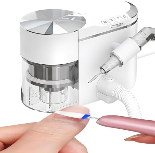 Ponceuse à ongles professionnelle 2 en 1 avec aspirateur intégré, portable avec tuyau d'extension, aspiration réglable jusqu'à 30 000 tr/min, ≤ 68 dB, pour la manucure, la pédicure et le nail art