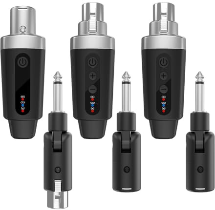Luocute de Micrófono Inalámbrico, Transmisor y Receptor XLR Inalámbrico 2,4G con Adaptador de 6,35 Mm, para Micrófonos Dinámicos, Consolas de Mezclas, Instrumentos Musicales, Uso en (1 a 2)