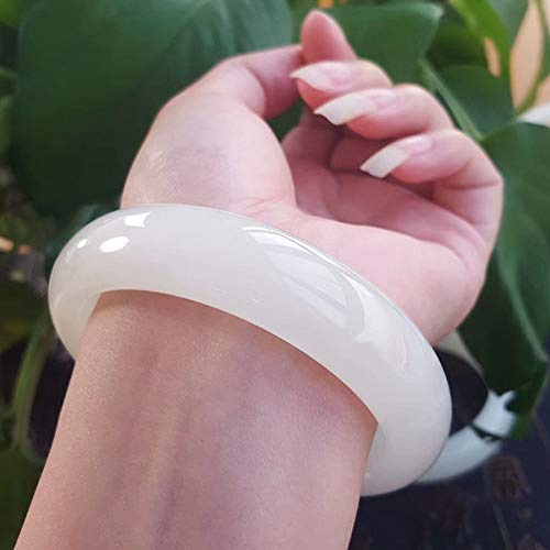 QHQQXN CCXXYGWJ Chinesisches Armband, Jade-Armreif, modisches natürliches afghanisches weißes Jade-Armband, verbreitertes Dickes Jade-Armband, 64 mm