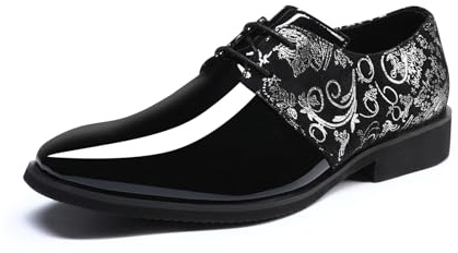 YFFUSHI Kostymskor för män, paisley, jacquard, läderskor, affärer, bröllop, kvällsskor, derby, smoking