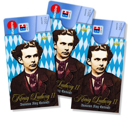 EC Kartenhüllen - Ausweishüllen - Führerscheinhüllen - cardbox Motiv: KÖNIG Ludwig II. (jung) aus Bayern /// 3er Set /// Souvenir aus Bayern