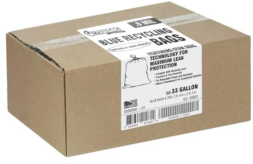 Aluf Plastics Ultrasac - Bolsas de reciclaje de plástico de alta resistencia para latas (50 unidades, tamaño gigante), color azul