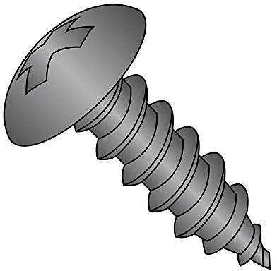 Small Parts 0832APTB Steel Sheet Metal Screw, Black Oxide Finish, Truss Head, Phillips Drive, Type A, #8-15 Thread Size, 2 Length (Pack of 50)