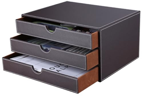 KINGFOM™ Holzstruktur Leder Schubladenbox (Stile C - Braun)