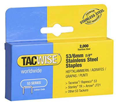 Tacwise 1268 Typ 53/6 mm Edelstahlklammern, 2000 Stück | Robuste und dünne Punkte